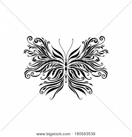 Black Logotype Of Butterfly Isolated On White Background. Vector Illustration