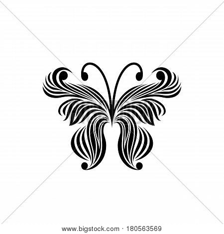 Black Logotype Of Butterfly Isolated On White Background. Vector Illustration