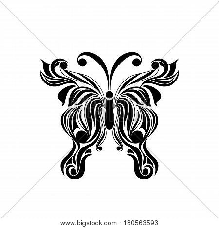 Black Logotype Of Butterfly Isolated On White Background. Vector Illustration