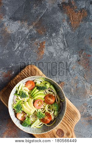 Spiralized Courgette On The Grey Table