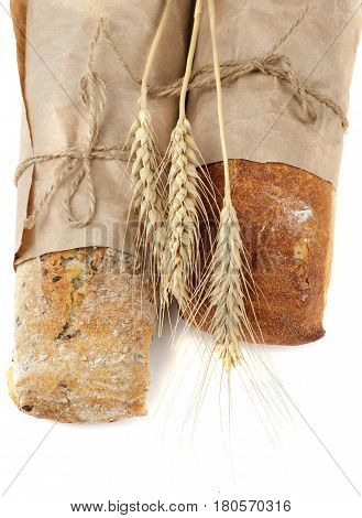 bread and spice isolated on vhite background