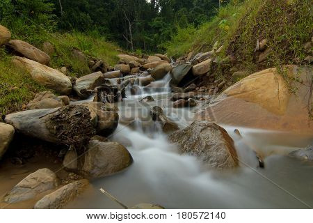 Small waterfall located at Kampung Kiulu, Tamparuli, Kota Kinabalu, Sabah Borneo, Malaysia