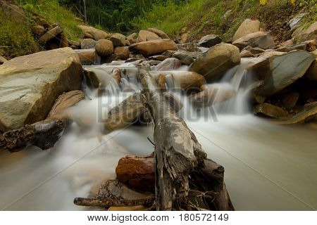 Small waterfall located at Kampung Kiulu, Tamparuli, Kota Kinabalu, Sabah Borneo, Malaysia