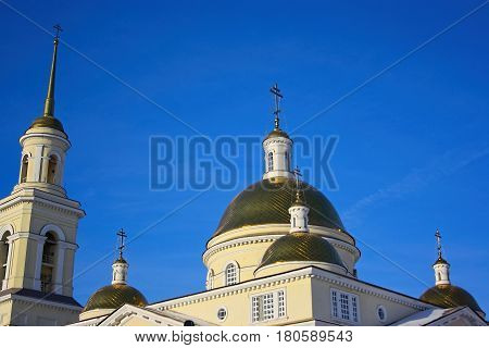 Demidov leaning Tower Nevyansk winter. Russian Federation.