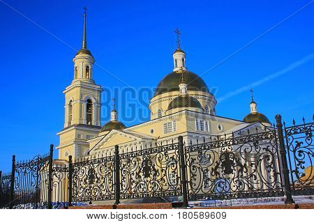 Demidov leaning Tower Nevyansk winter. Russian Federation.