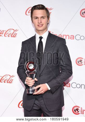 LOS ANGELES - MAR 30:  Ansel Elgort arrives for the CinemaCon 2017-Awards Presentation on March 30, 2017 in Las Vegas, NV