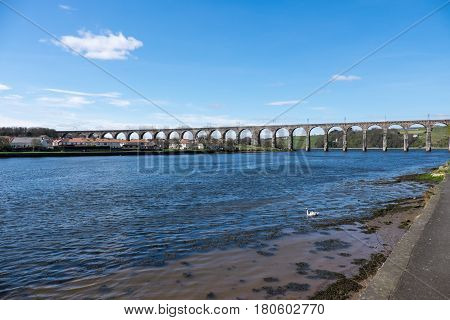The Grade 1 listed railway viaduct (bridge) at Berwick upon Tweed