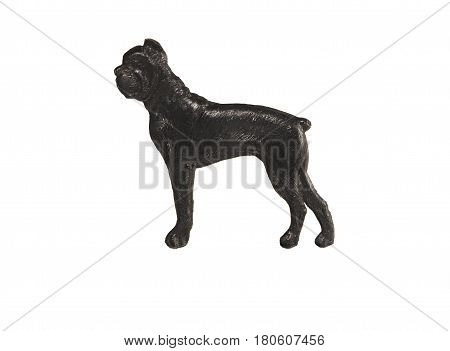 Black dog figure on white background, Boxer.