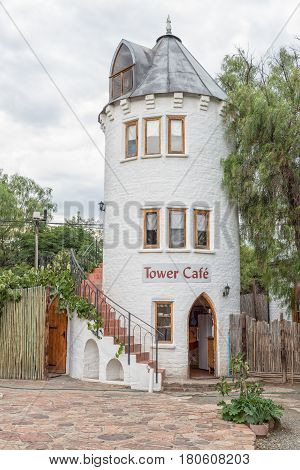 NIEU BETHESDA SOUTH AFRICA - MARCH 21 2017: A guest house in the form of a tower in Nieu-Bethesda an historic village in the Eastern Cape Province