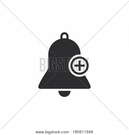 Bell With Plus Sign, Add Alarm Icon Vector, Solid Logo Illustration, Pictogram Isolated On White