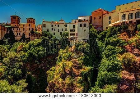 Ronda, Spain, a landscape with the Tajo Gorge.