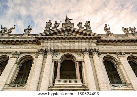 Basilica di San Giovanni in Laterano (Papal Archbasilica of St. John Lateran) in Rome, Italy.This basilica is the most important in the Catholic world.