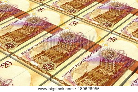 Tongan Pa'anga bills isolated on white background. 3D illustration.