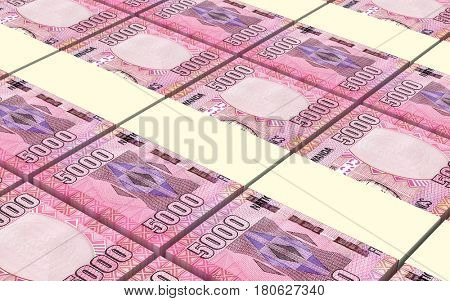 Rwandan francs bills isolated on white background. 3D illustration.