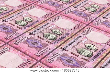 Rwandan francs bills isolated on white background. 3D illustration.
