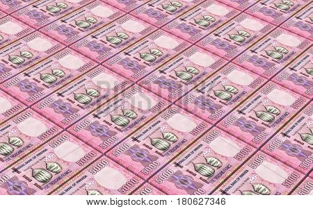 Rwandan francs bills isolated on white background. 3D illustration.
