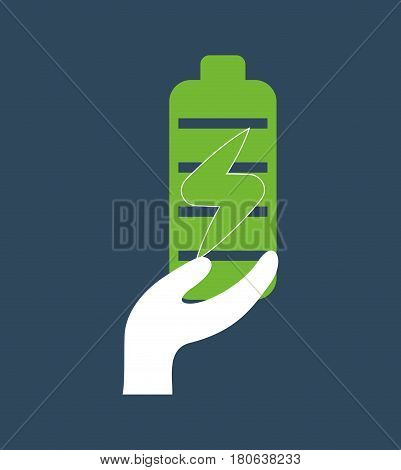 hand holding battery green vector illustration eps 10