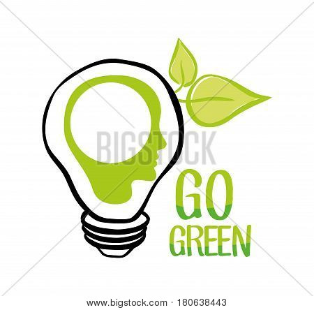 go green bulb human head ecology vector illustration eps 10