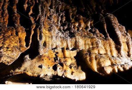 Close up of ersion and growth formations inside a cavern