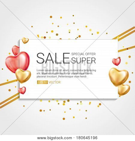 Gold Red Heart Banner Vector Photo Free Trial Bigstock