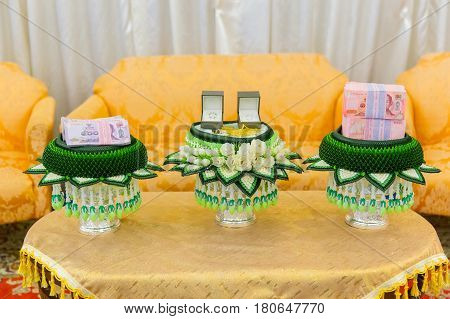 Wedding Treasure in Thai luxury traditional Wedding Ceremony.