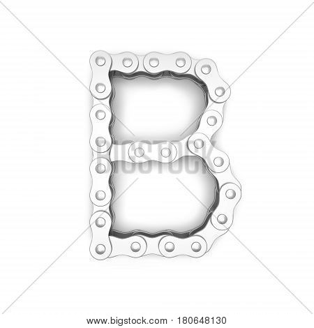 Alphabet made from Bicycle chain, letter B. 3D illustration