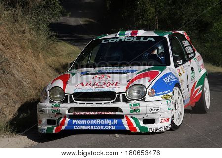 San Sebastiano Curone Italy - July 07, 2010 - Rally Del Giarolo: The Toyota Corolla WRC of the racing team 