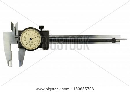 Slide caliper with round scale isolated on white background