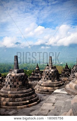 Temple de Borobudur à Jogjakarta, un ancien temple bouddhiste découvert dans le début des années 1900 en Jogj
