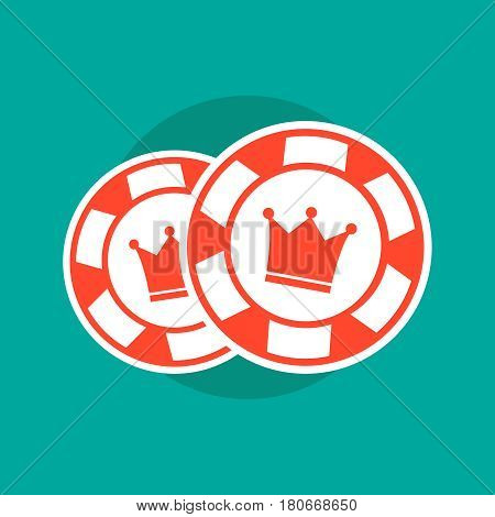 Poker chips. Poker chips concept. Poker vector illustration. Poker chips isolated. Poker sign on green background