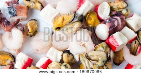 Frozen Seafood Mix Of Shrimps Surimi Mussels And Octopus