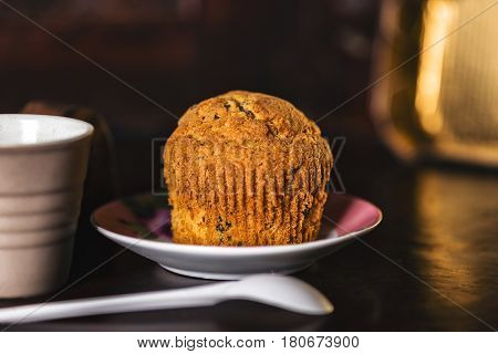 Gluten Freen Muffin With Dark Unsweetened Chocolate Beans,