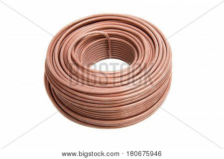 Coaxial cable wire isolated on white background