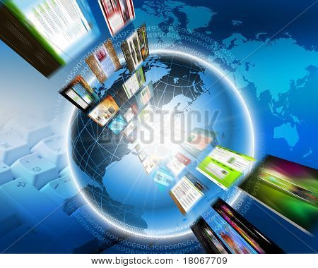 Soyut resim medya akışı. Çağdaş televizyon ve Internet sembolü