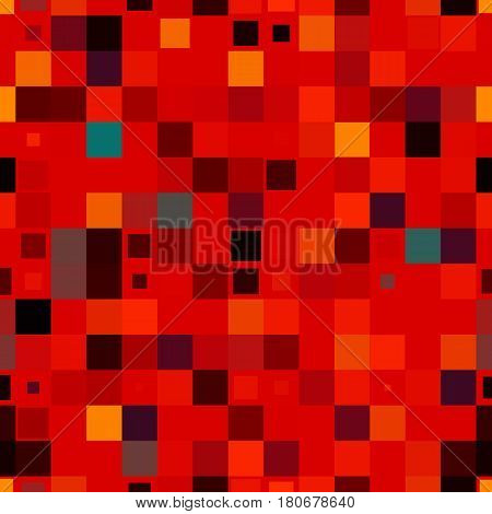 Colorful square pixel mosaic seamless pattern. Vector illustration.