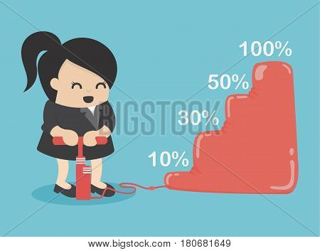business woman Make more revenue. llustration eps . 10
