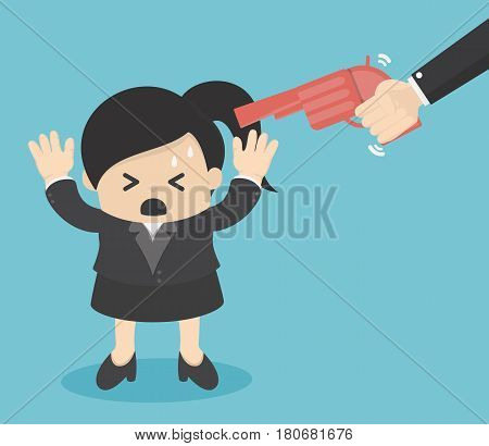 Gun point to businessman head llustration eps . 10