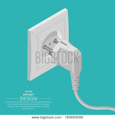 Electrical plug and socket. Contact of electric devices. A vector illustration in 3D style. Isometric projection. Design elements.