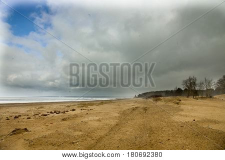 St. Petersburg, Sestroretsk-the coast of the Gulf of Finland in early spring