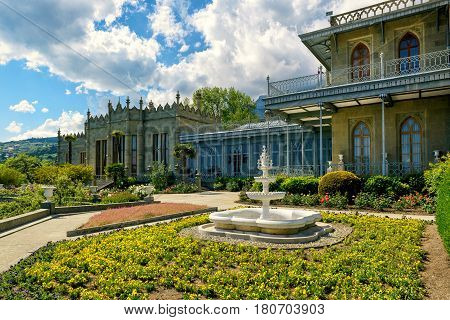 ALUPKA, RUSSIA - MAY 20, 2016: Vorontsov Palace in the town of Alupka in Crimea.
