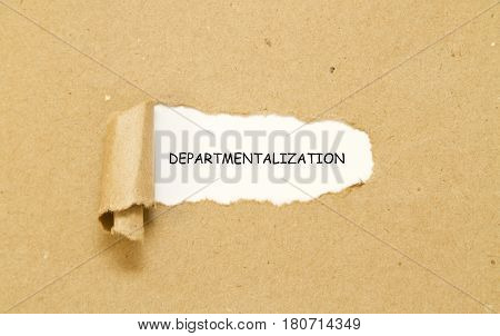 DEPARTMENTALIZATION word written under torn paper .