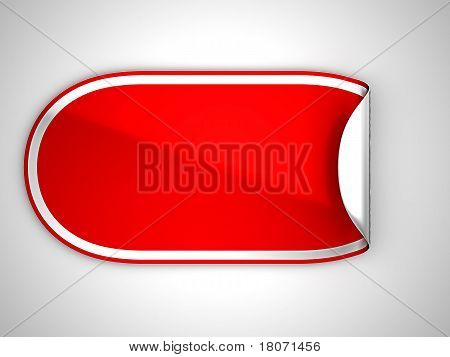 Rosso arrotondati piegato adesivo o etichetta