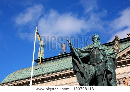 Statue of Gustavo Erici in front of Riddarhuset (House of Nobility) in Stockholm Sweden