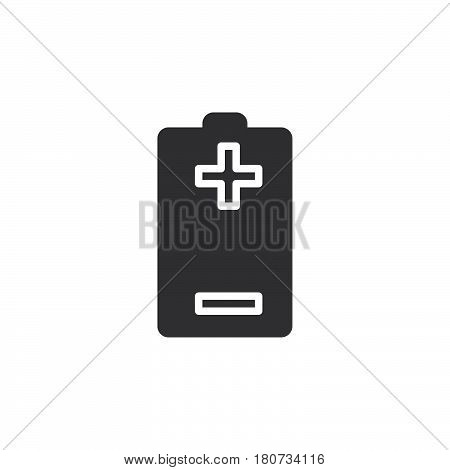 Battery plus minus icon vector filled flat sign solid pictogram isolated on white. Symbol logo illustration. Pixel perfect