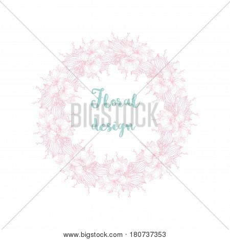 Vector hand drawn flower frame. Elegant floral background.