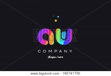 Aw A W  Colored Rainbow Creative Colors Alphabet Letter Logo Icon