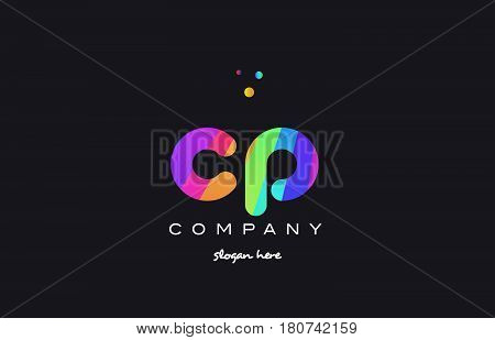 Cp C P  Colored Rainbow Creative Colors Alphabet Letter Logo Icon