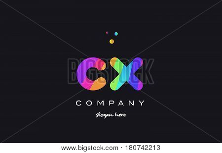 Cx C X  Colored Rainbow Creative Colors Alphabet Letter Logo Icon