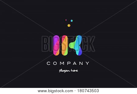 Ik I K  Colored Rainbow Creative Colors Alphabet Letter Logo Icon