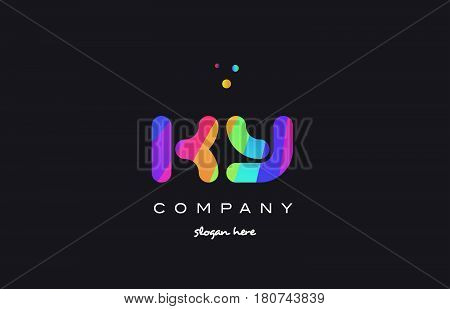 Ky K Y  Colored Rainbow Creative Colors Alphabet Letter Logo Icon